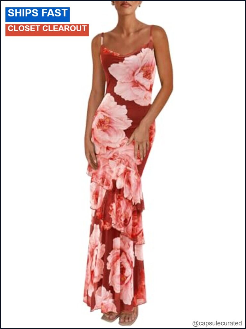 Boho Floral Tiered Maxi Dress Sleeveless Bodycon Backless Sundress